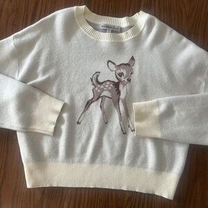 Madden Girl Ivory Sweater with Fawn Motif